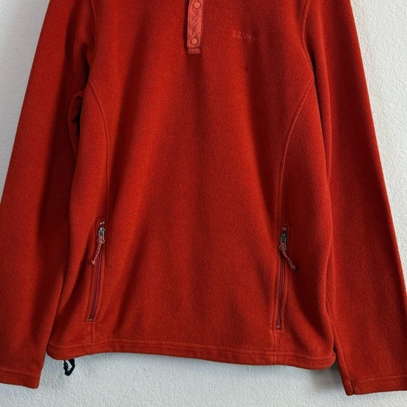 L.L. Bean Men's Sweater Fleece Pullover Orange Long Sleeve Polartec Shirt LG TAL - Picture 6 of 14